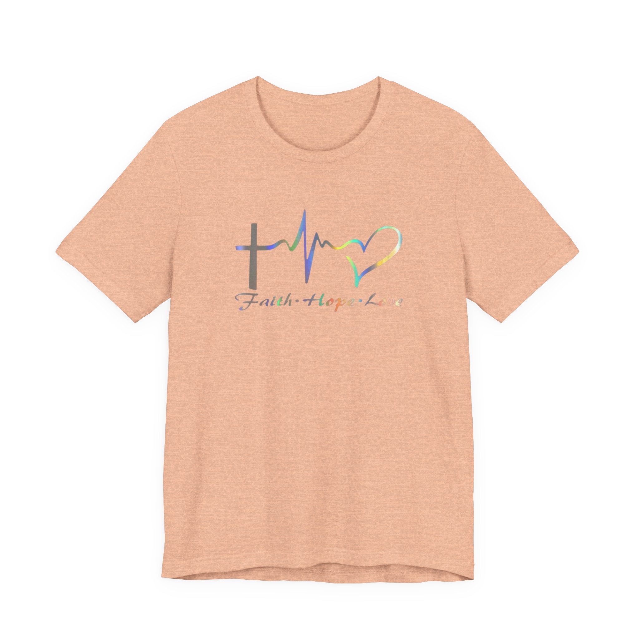 Faith Hope Love Christian T‑Shirt — Cross, Heart & EKG Design