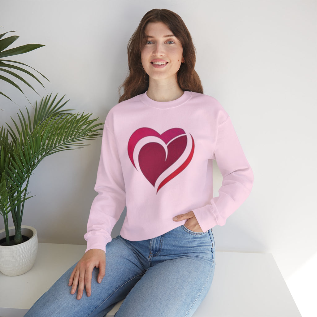 Heart Graphic Crewneck Sweatshirt – Pink Swirl Love Design