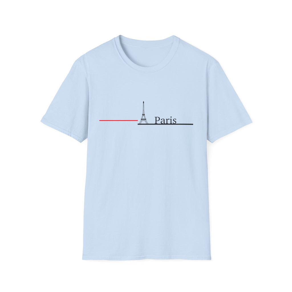 Paris Eiffel Minimalist T-Shirt — Slim Line French Flag Design