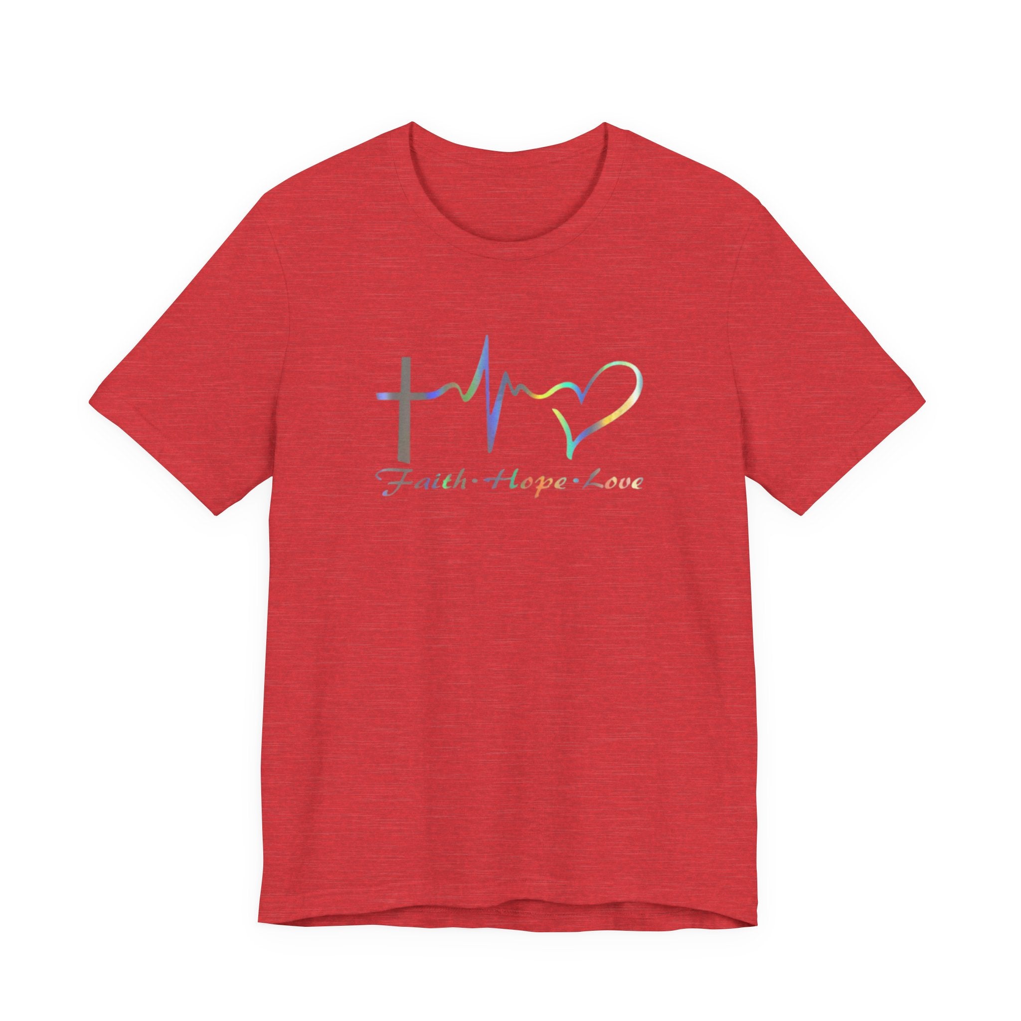 Faith Hope Love Christian T‑Shirt — Cross, Heart & EKG Design