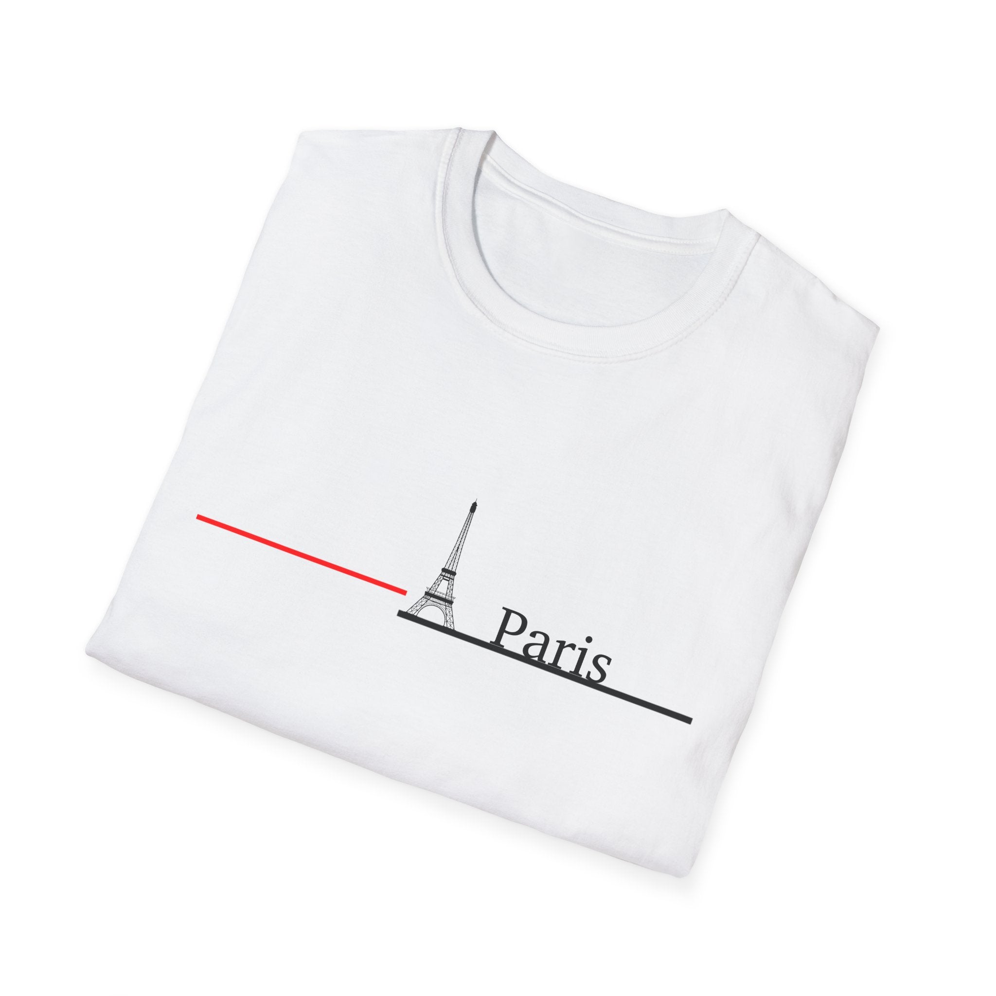 Paris Eiffel Minimalist T-Shirt — Slim Line French Flag Design