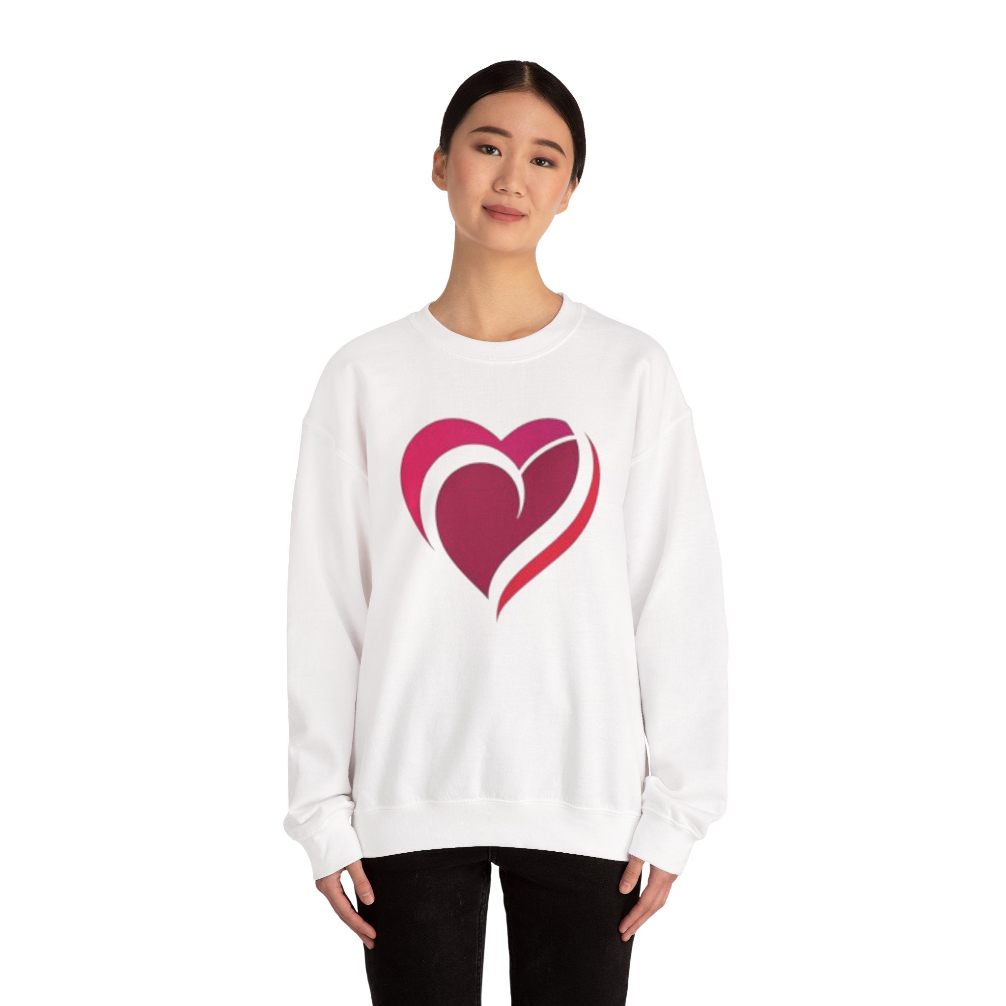 Heart Graphic Crewneck Sweatshirt – Pink Swirl Love Design