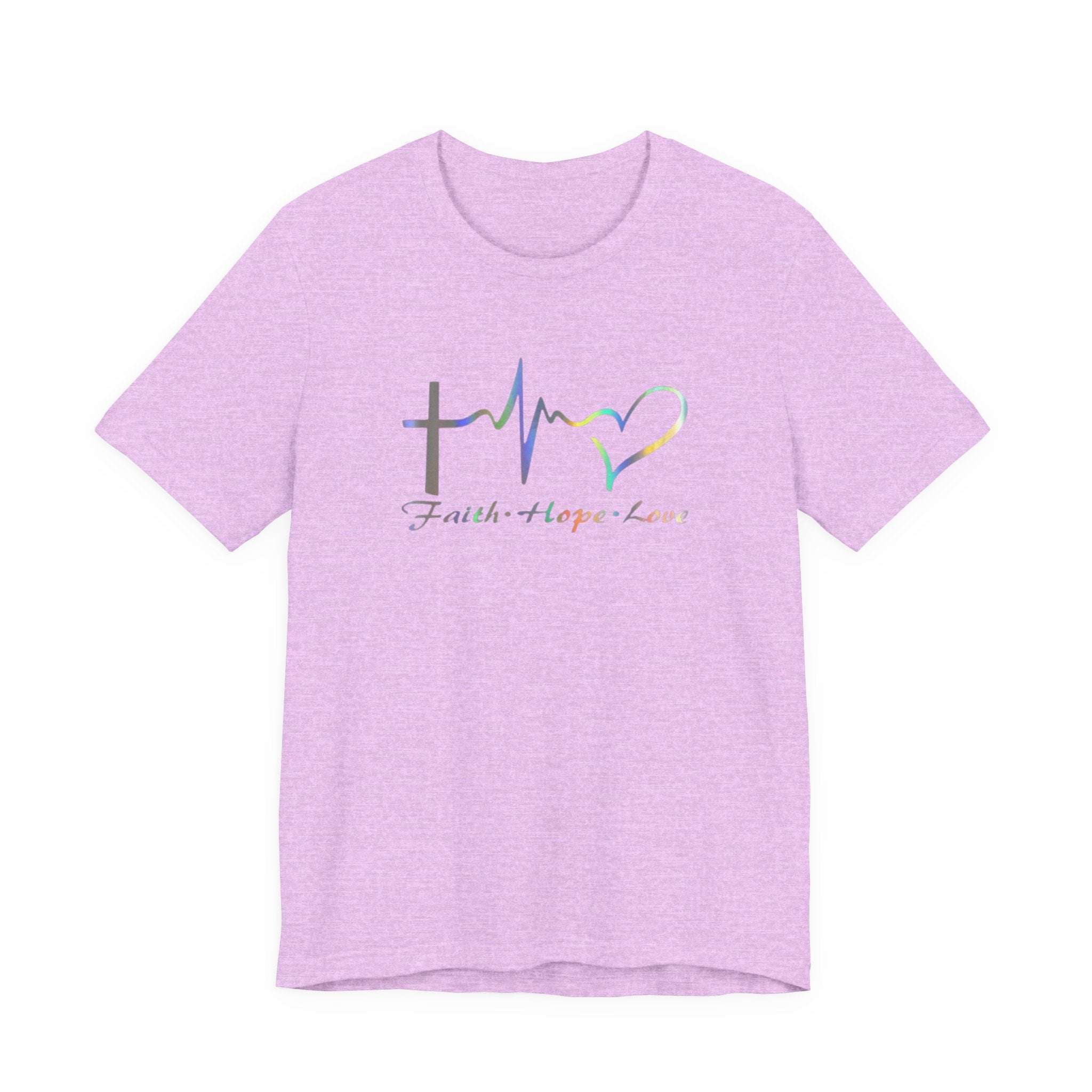 Faith Hope Love Christian T‑Shirt — Cross, Heart & EKG Design