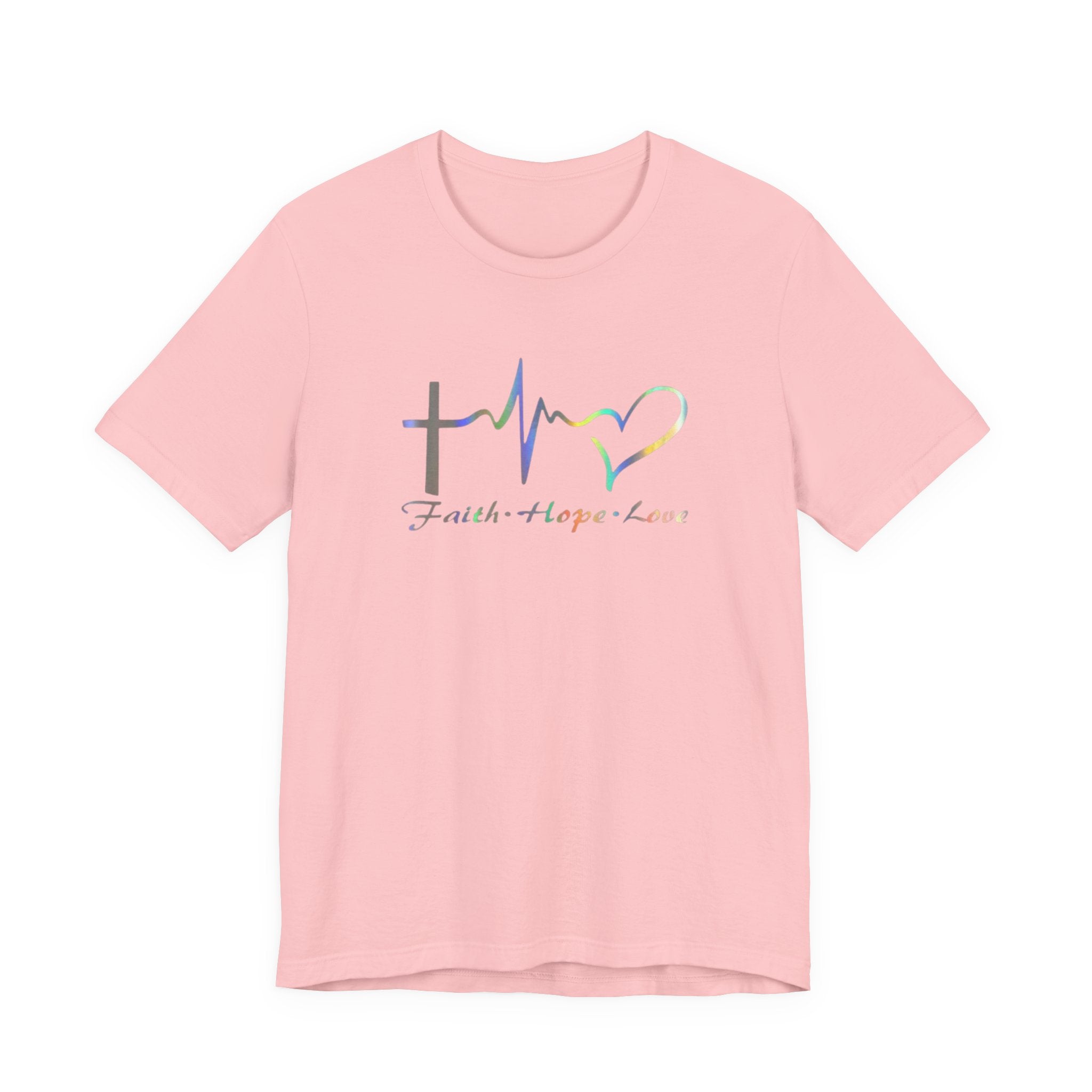 Faith Hope Love Christian T‑Shirt — Cross, Heart & EKG Design