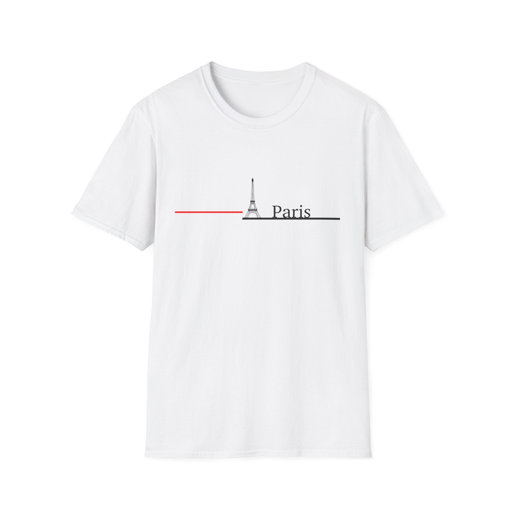 Paris Eiffel Minimalist T-Shirt — Slim Line French Flag Design