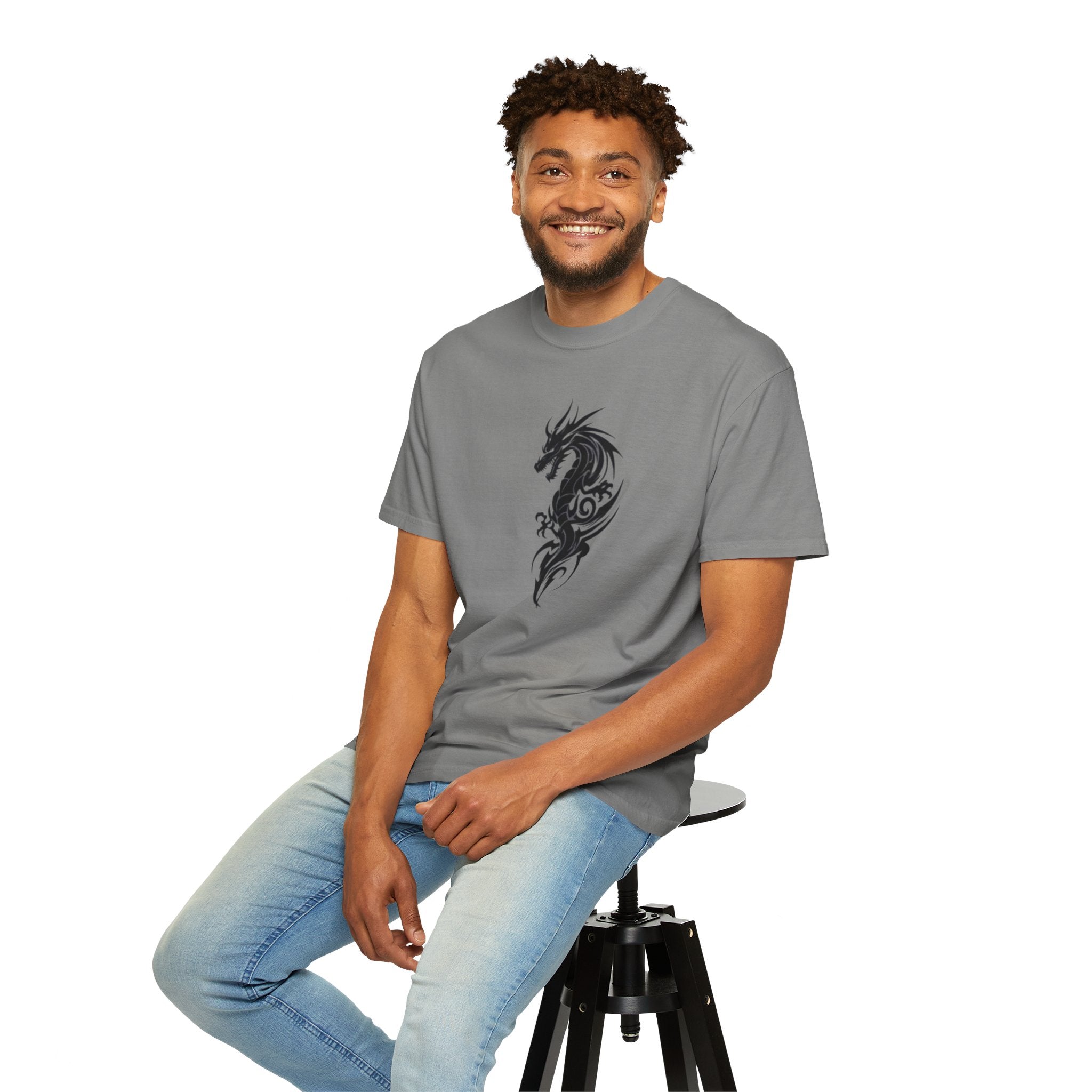 Dragon Tattoo T-Shirt — Tribal Black Dragon Graphic Tee
