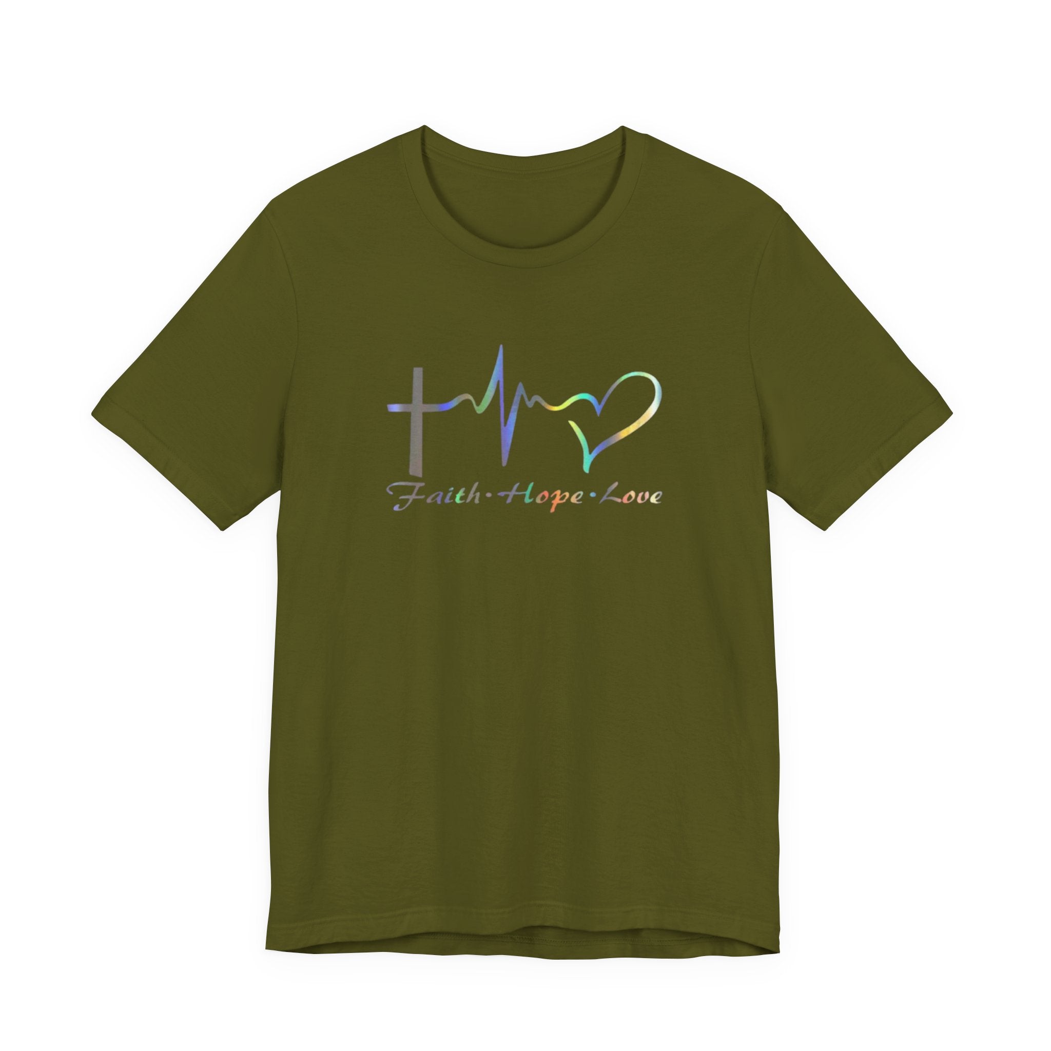 Faith Hope Love Christian T‑Shirt — Cross, Heart & EKG Design