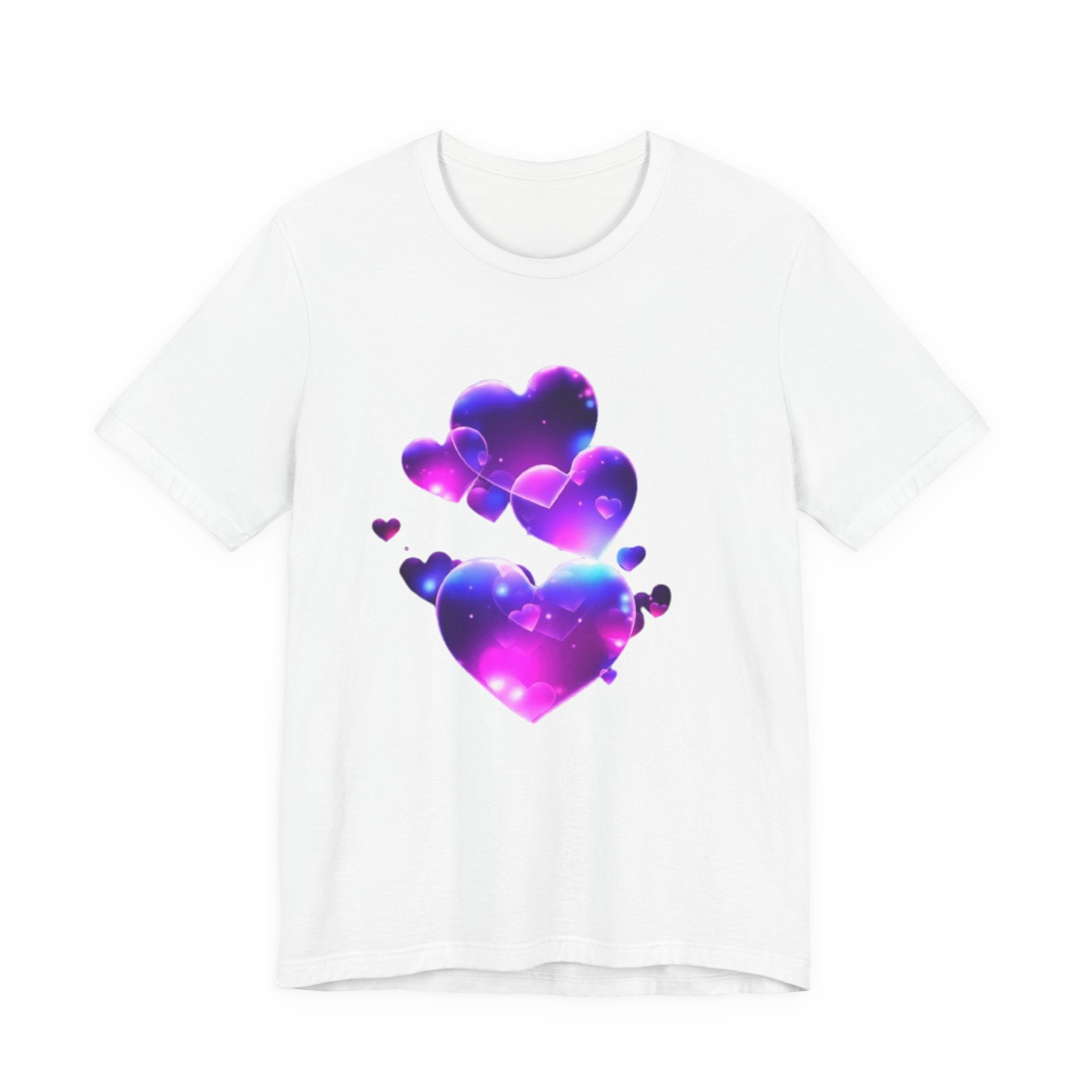 Galaxy Heart T‑Shirt — Purple Nebula Hearts Tee for Valentine’s & Everyday