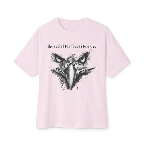 Eagle Face Tee — “the secret to move is to move” Oversized Boxy T‑Shirt