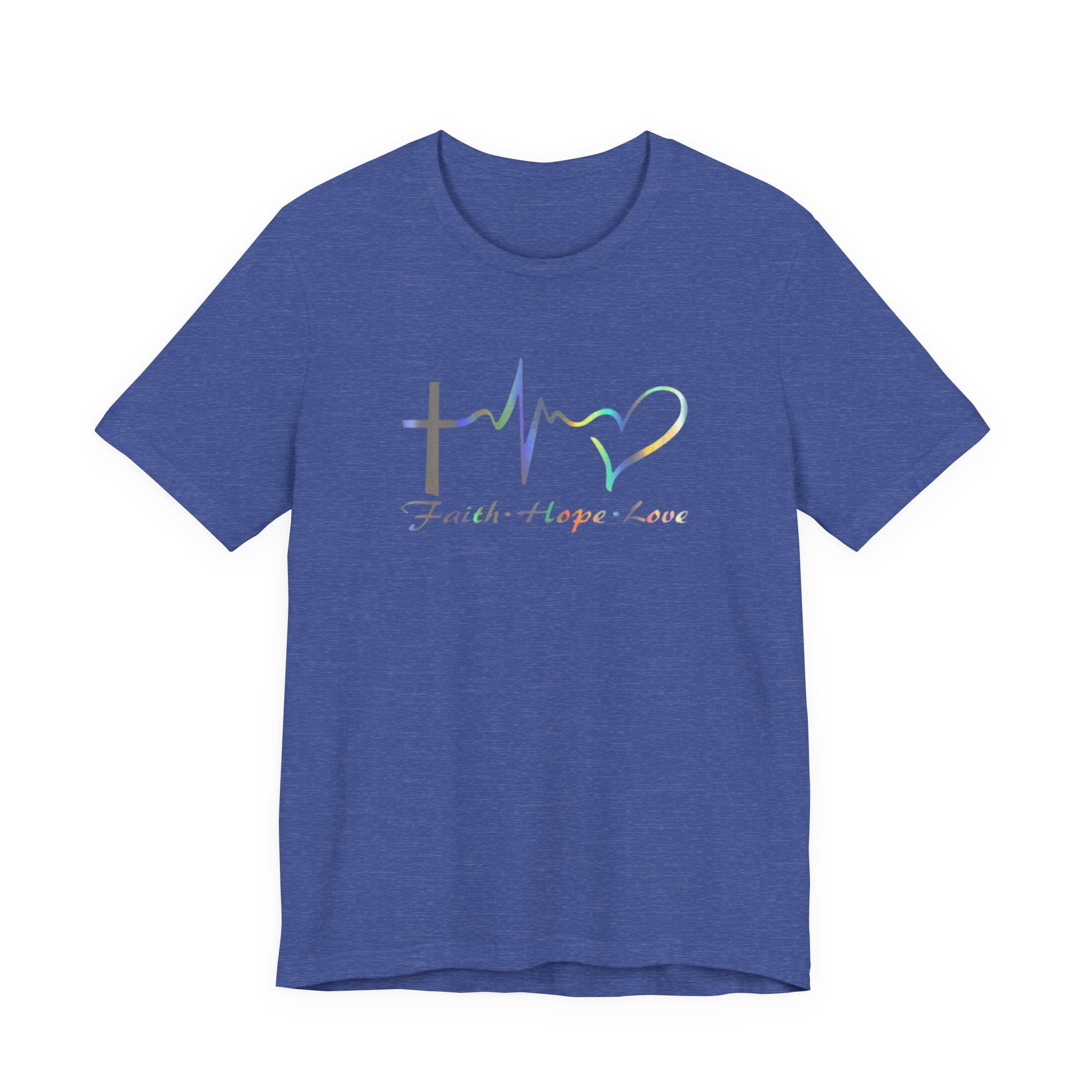 Faith Hope Love Christian T‑Shirt — Cross, Heart & EKG Design
