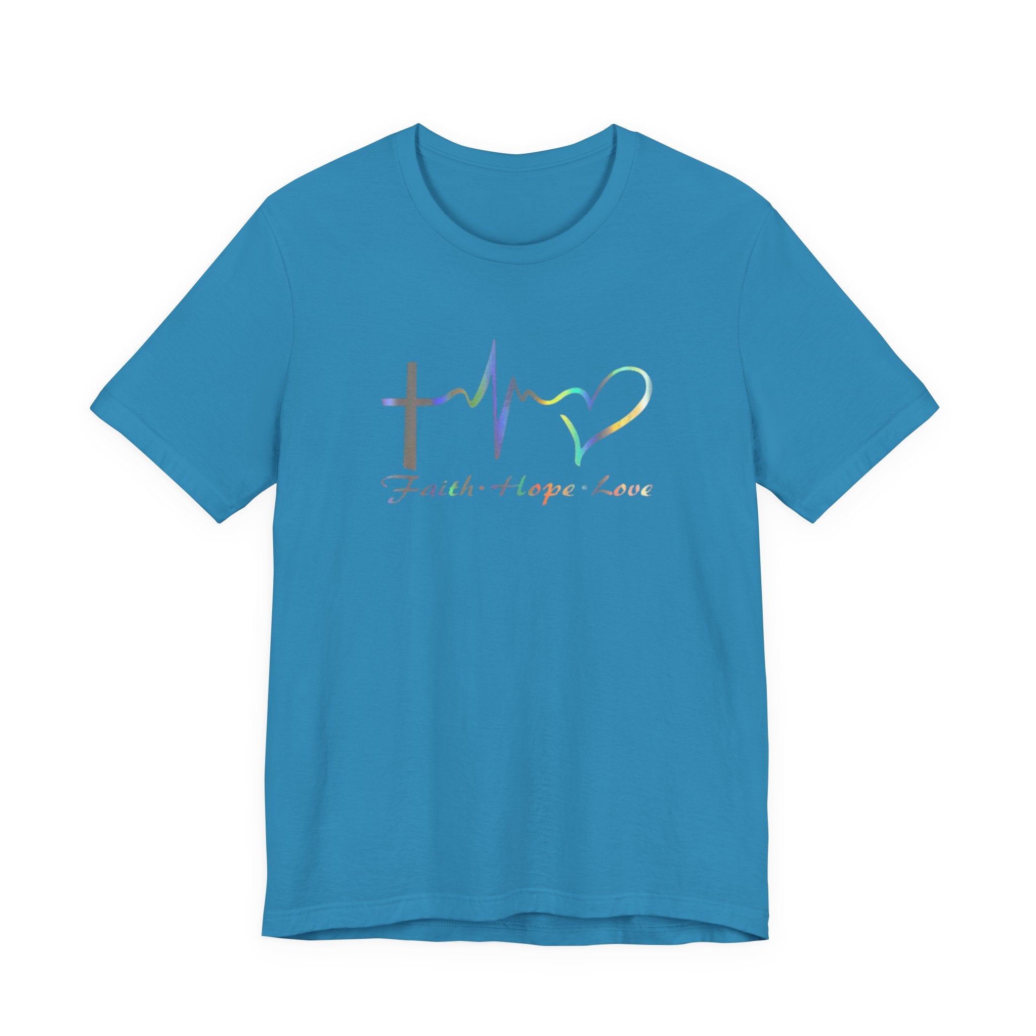 Faith Hope Love Christian T‑Shirt — Cross, Heart & EKG Design