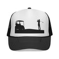 Golf Silhouette Trucker Hat — Golfer & Golf Cart Mesh Cap