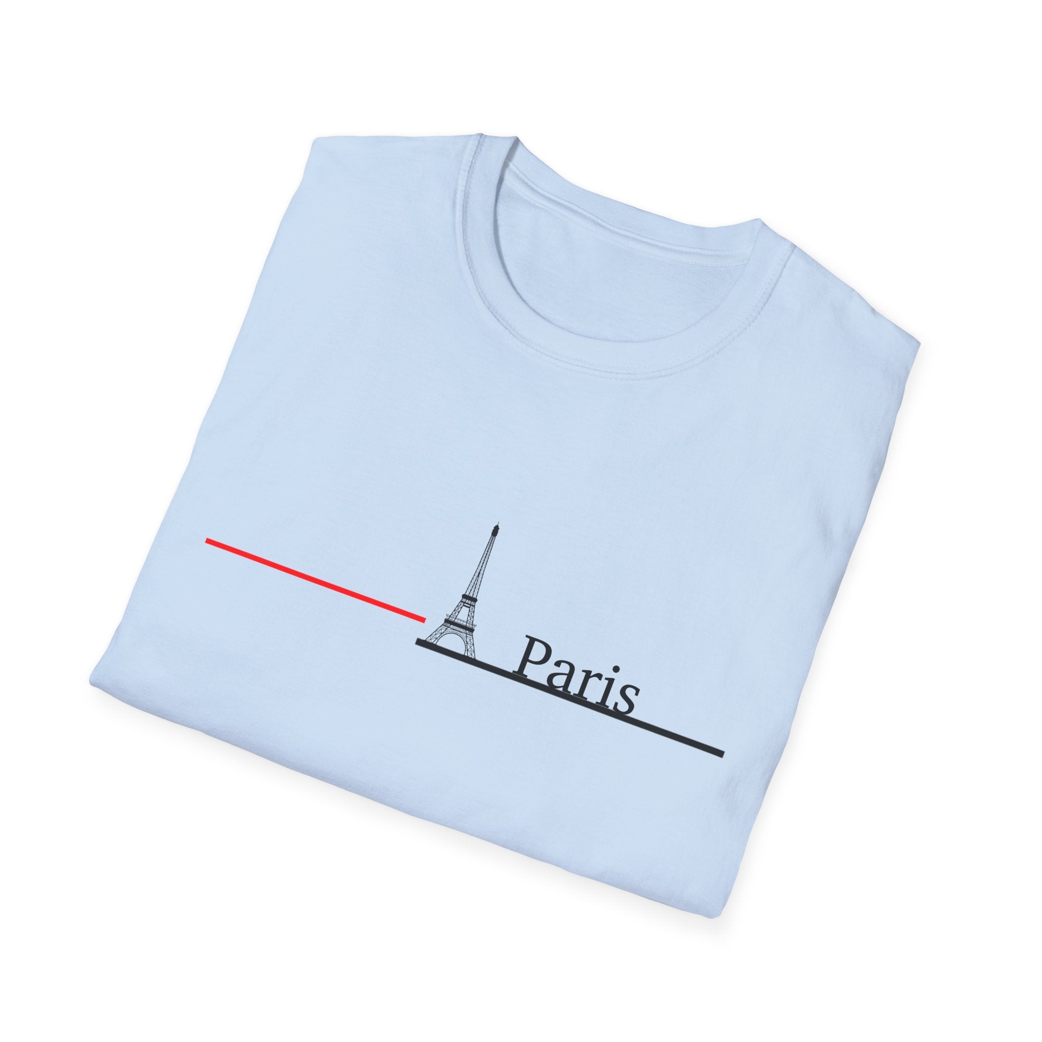 Paris Eiffel Minimalist T-Shirt — Slim Line French Flag Design