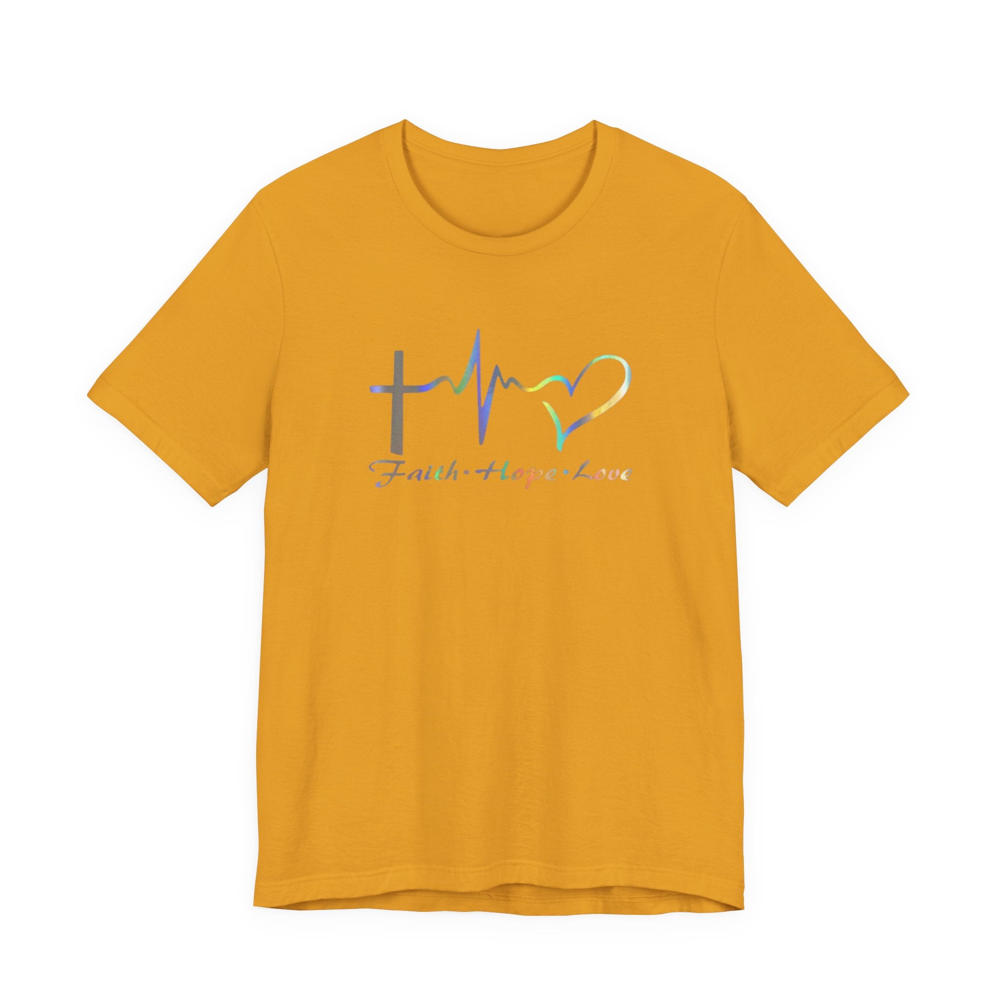 Faith Hope Love Christian T‑Shirt — Cross, Heart & EKG Design