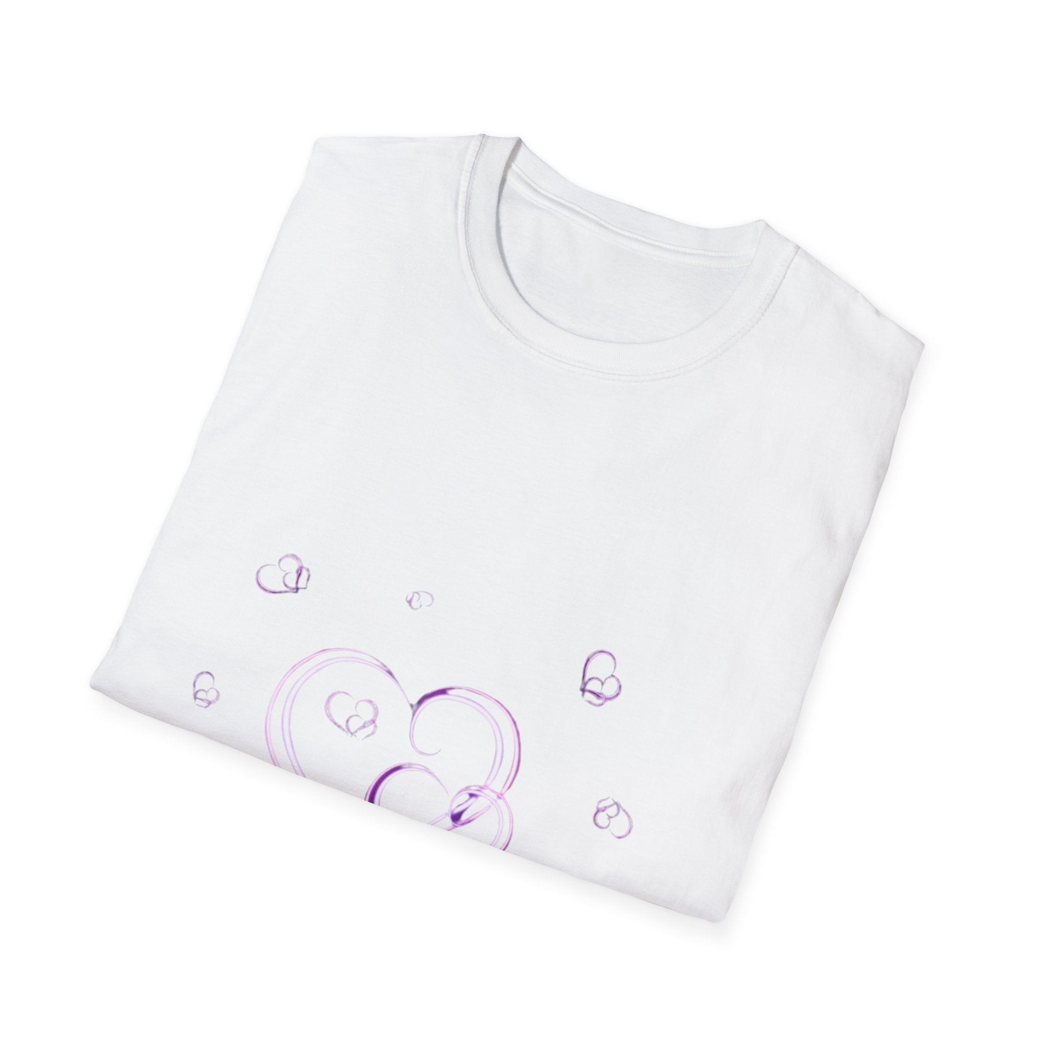 Heart Bubble T-Shirt — Pastel Purple Heart and Bubbles Tee