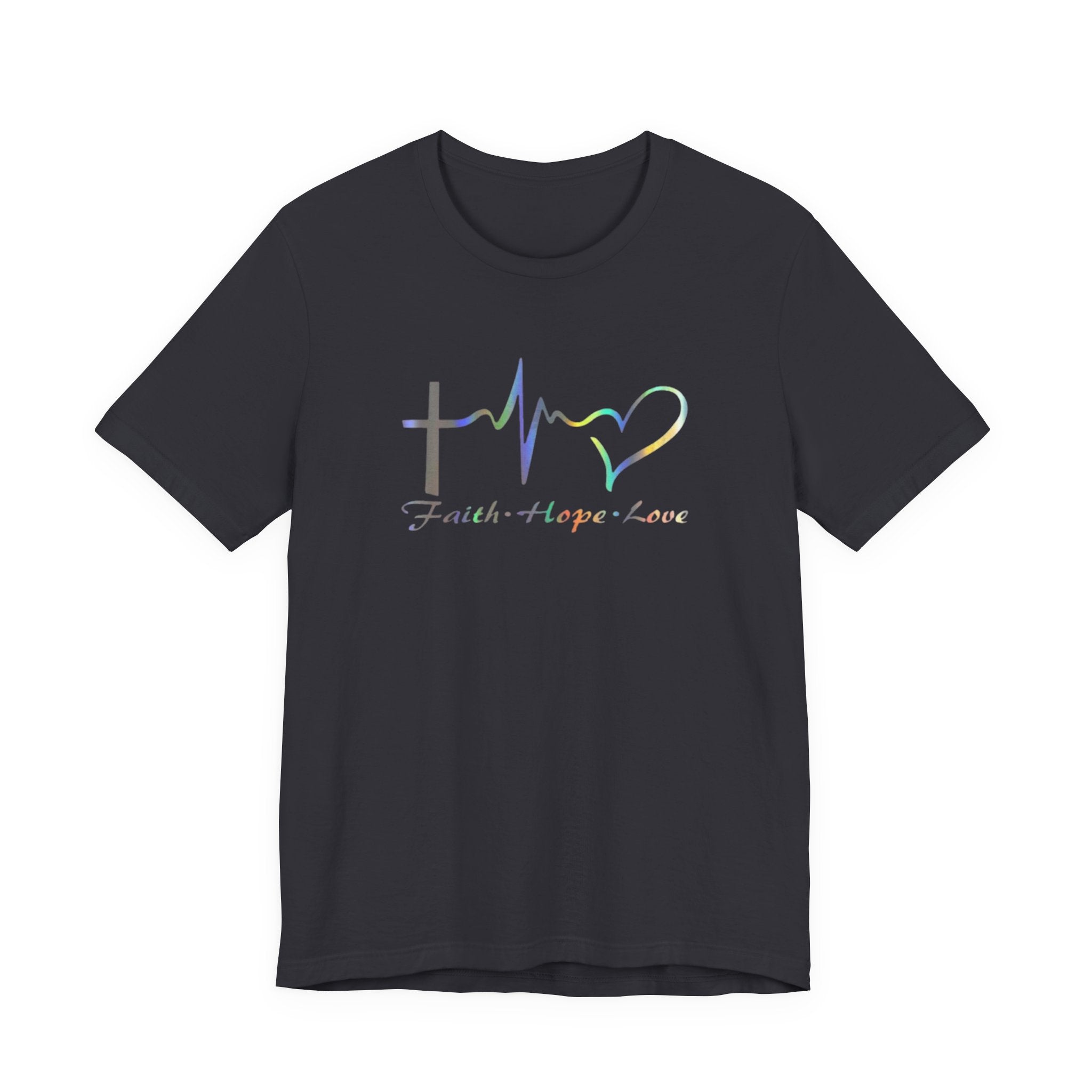 Faith Hope Love Christian T‑Shirt — Cross, Heart & EKG Design