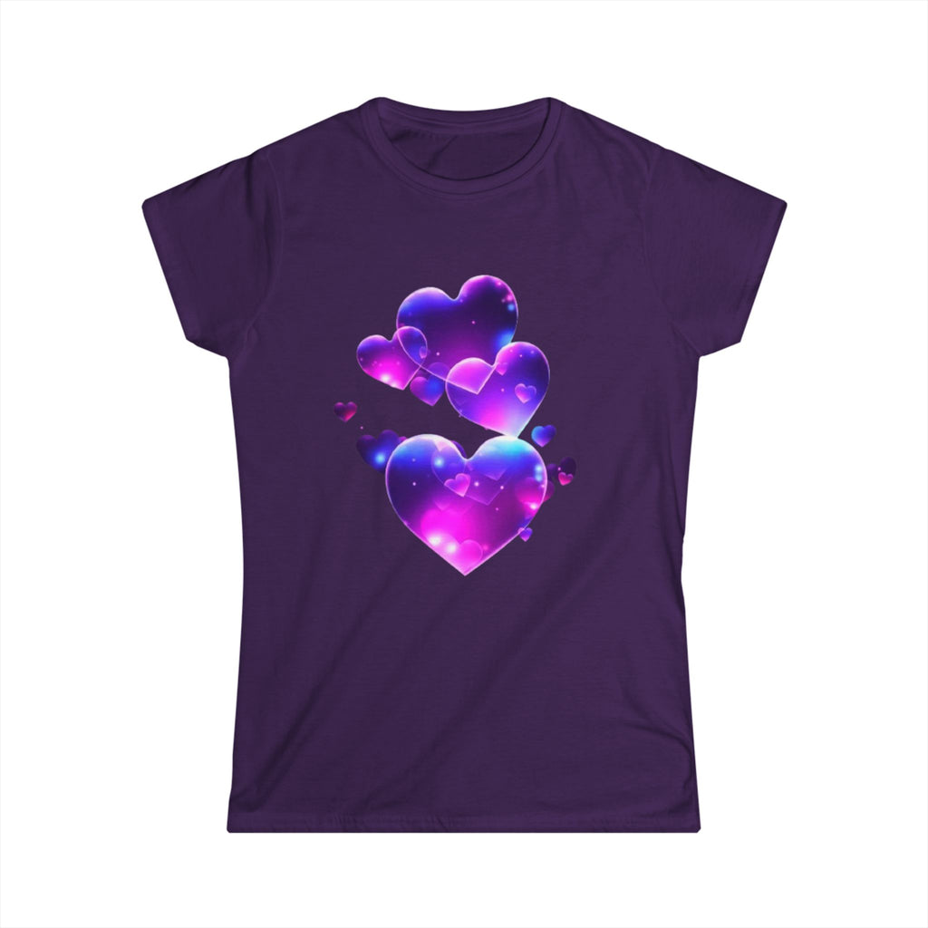 Galaxy Hearts Tee — Purple Nebula Heart Graphic Women's T‑Shirt