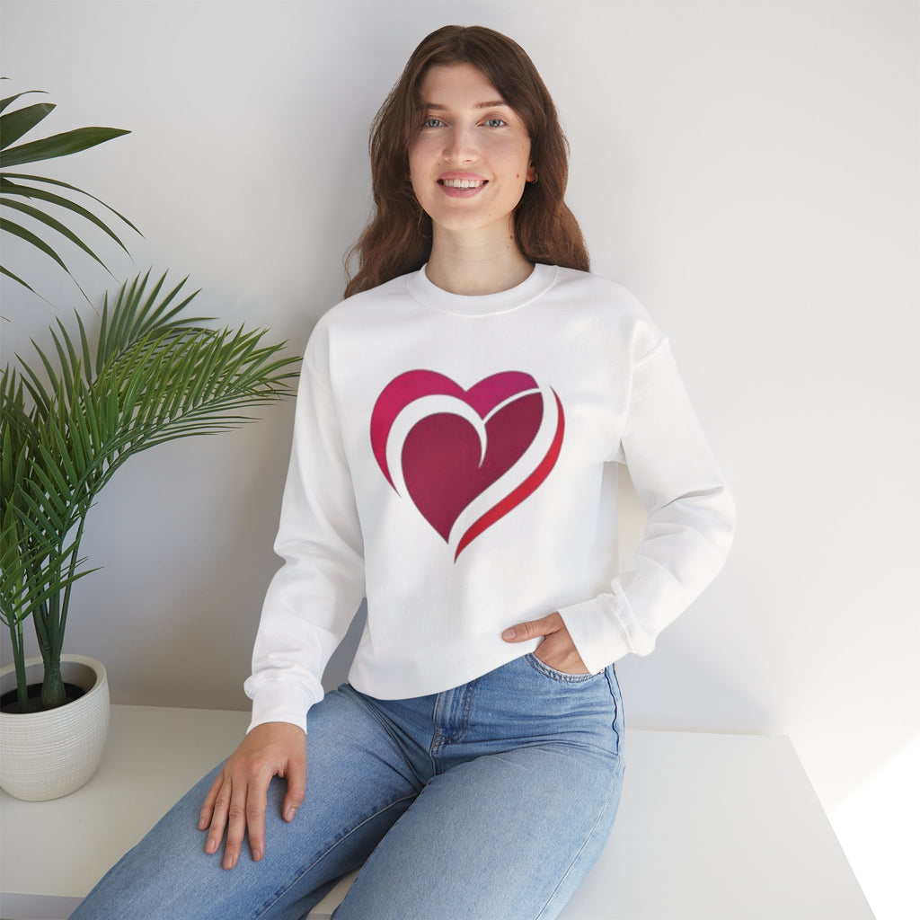 Heart Graphic Crewneck Sweatshirt – Pink Swirl Love Design