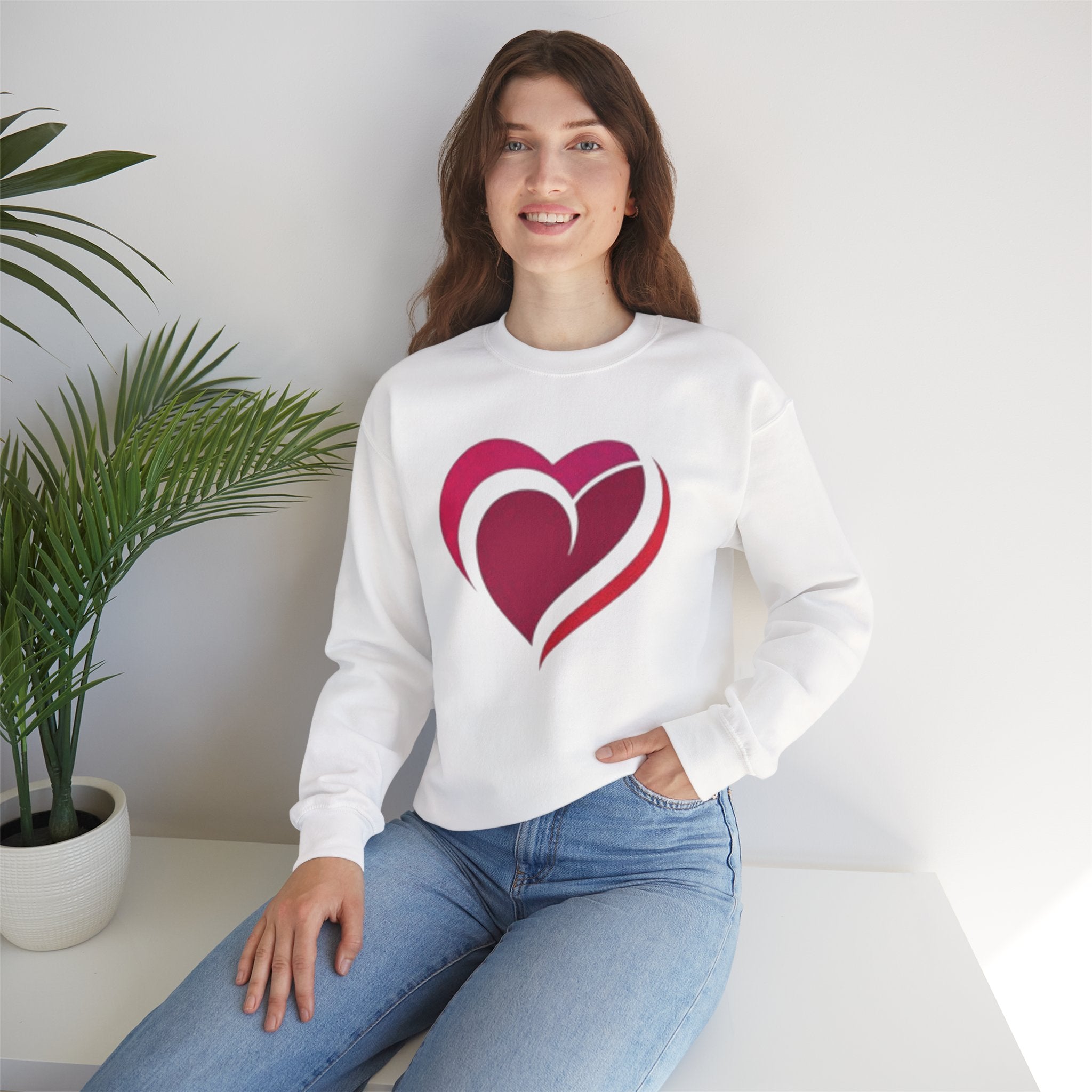 Heart Graphic Crewneck Sweatshirt – Pink Swirl Love Design