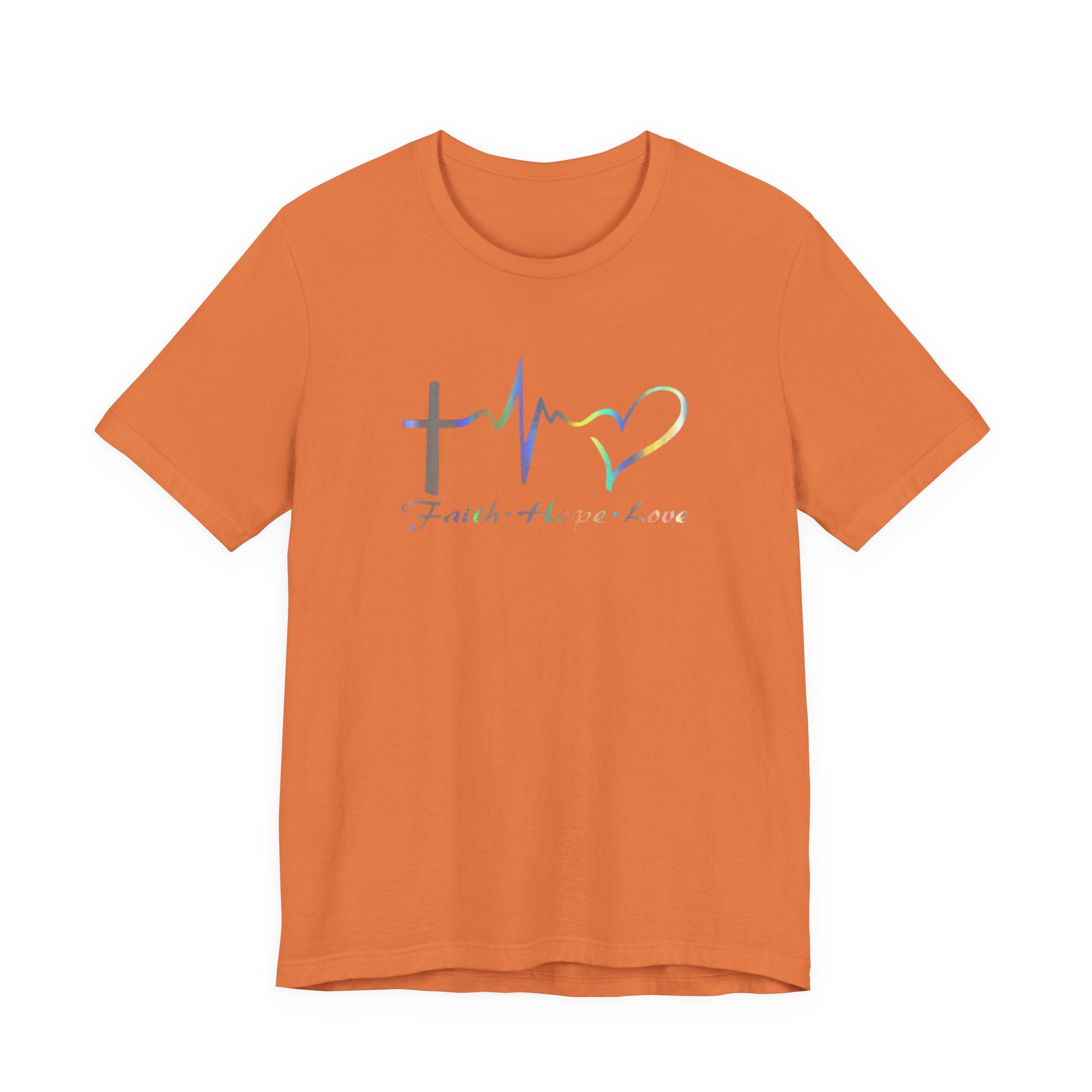 Faith Hope Love Christian T‑Shirt — Cross, Heart & EKG Design