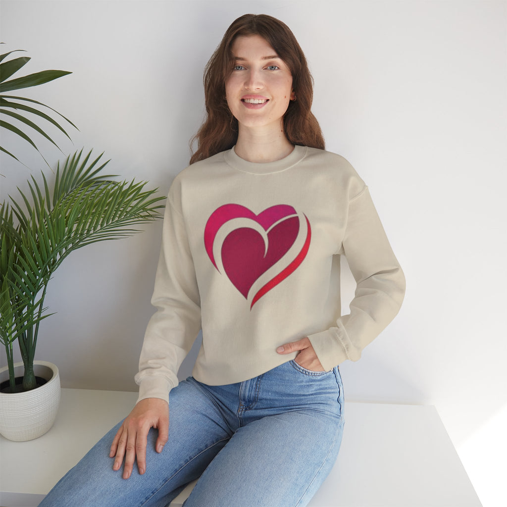 Heart Graphic Crewneck Sweatshirt – Pink Swirl Love Design