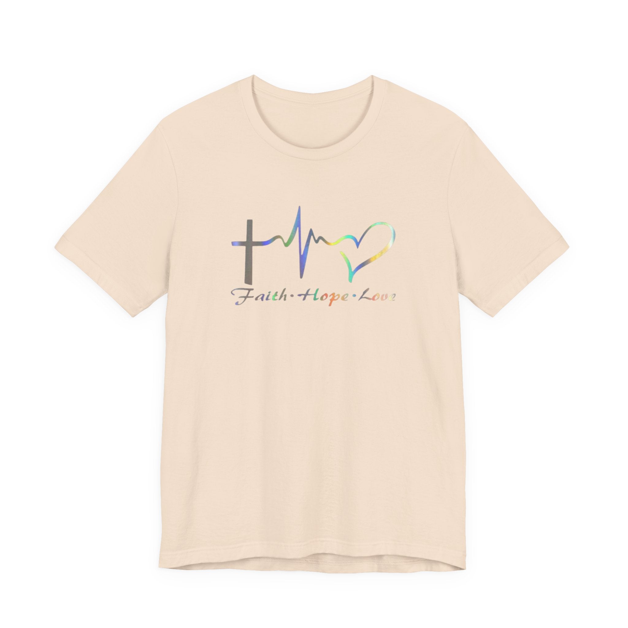 Faith Hope Love Christian T‑Shirt — Cross, Heart & EKG Design