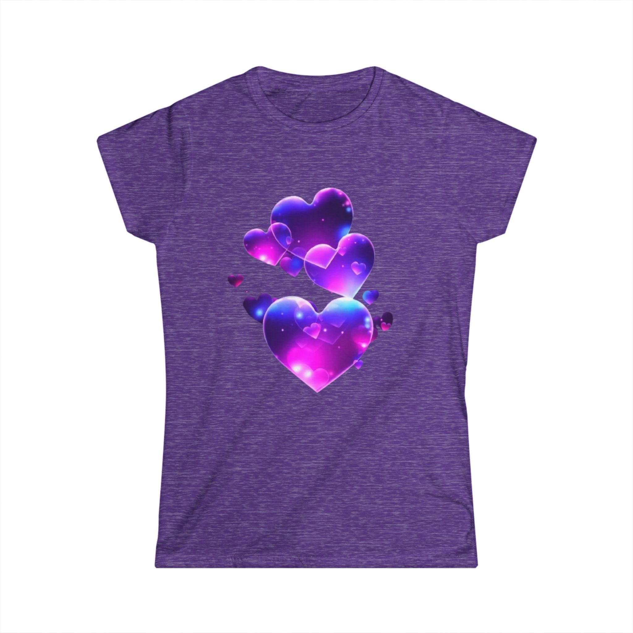 Galaxy Hearts Tee — Purple Nebula Heart Graphic Women's T‑Shirt