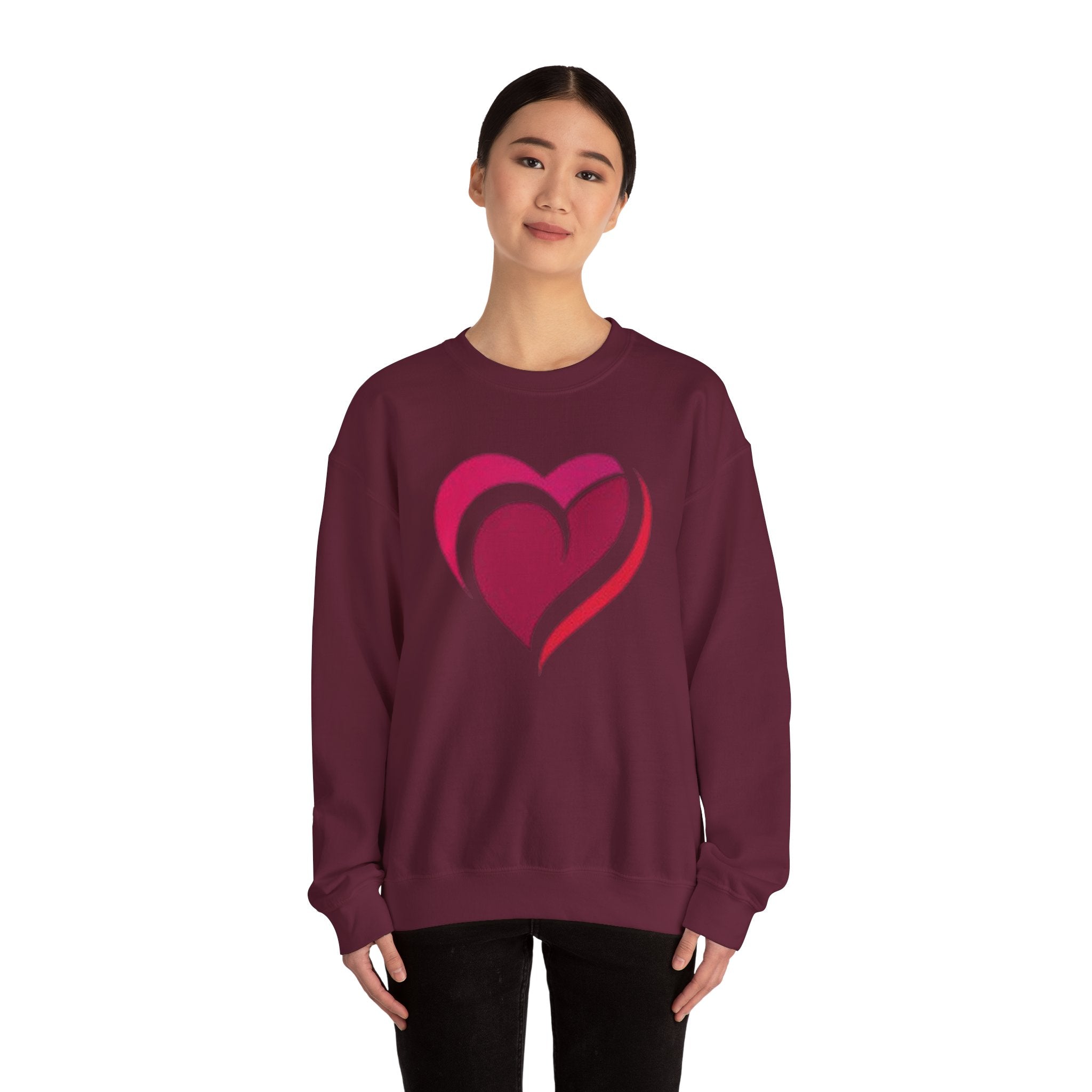 Heart Graphic Crewneck Sweatshirt – Pink Swirl Love Design
