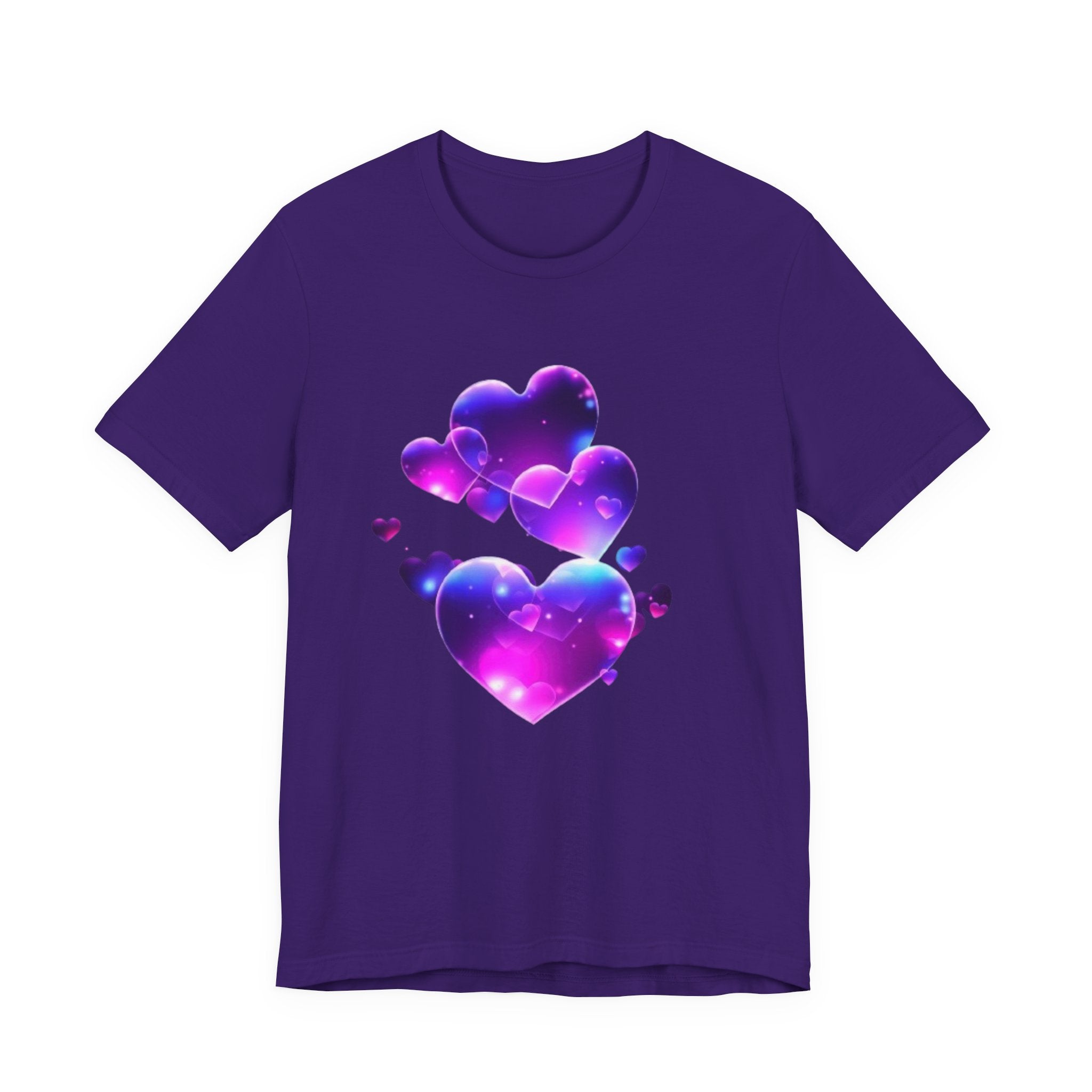 Galaxy Heart T‑Shirt — Purple Nebula Hearts Tee for Valentine’s & Everyday