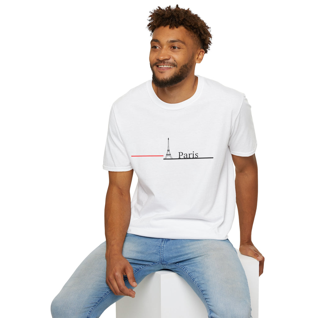 Paris Eiffel Minimalist T-Shirt — Slim Line French Flag Design